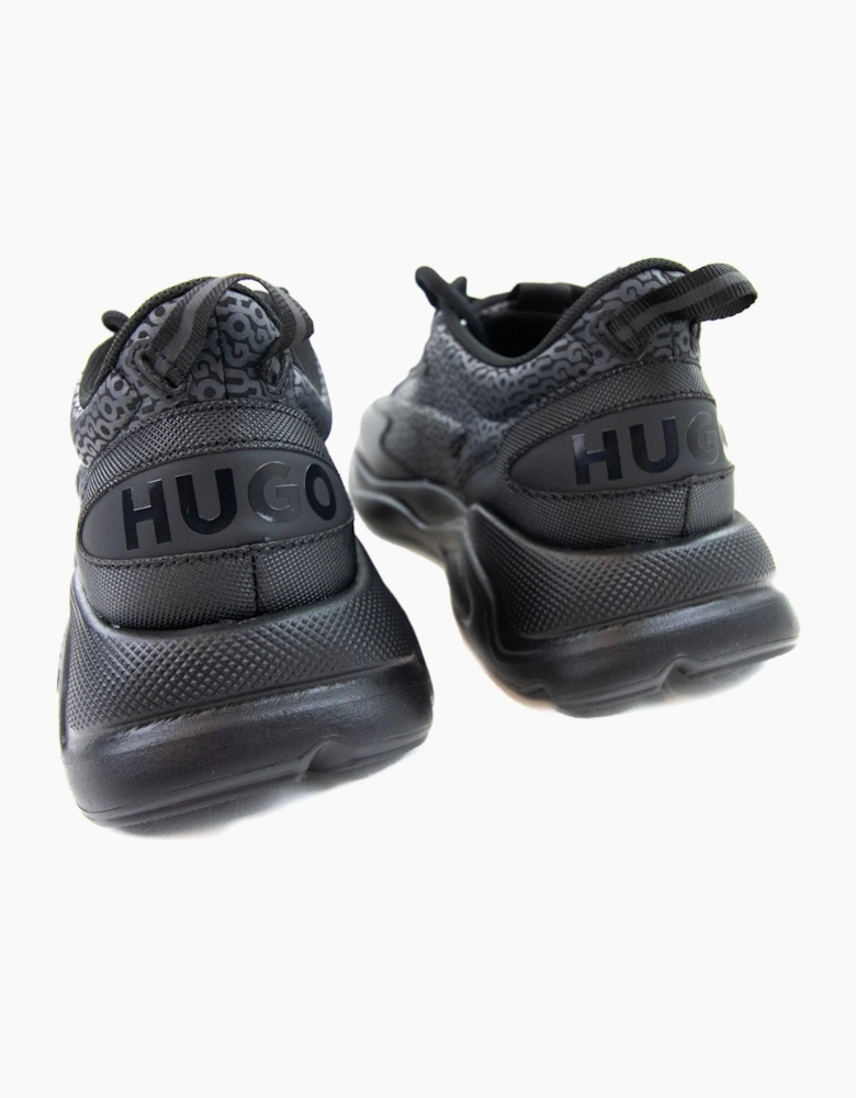 Hugo Leon Logo Mixed Material Runner Black 003