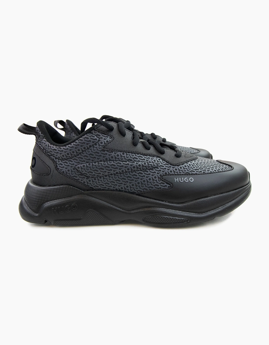 Hugo Leon Logo Mixed Material Runner Black 003