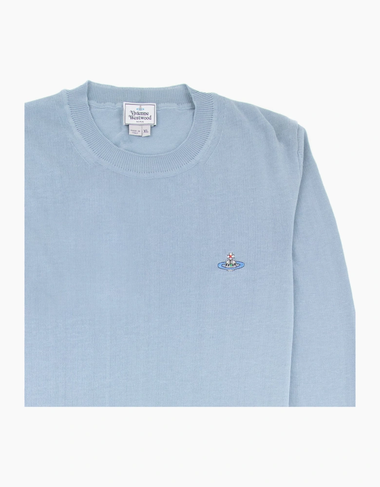Vivienne Westwood Orb Logo Crewneck Knitted Sweatshirt Ice Blue