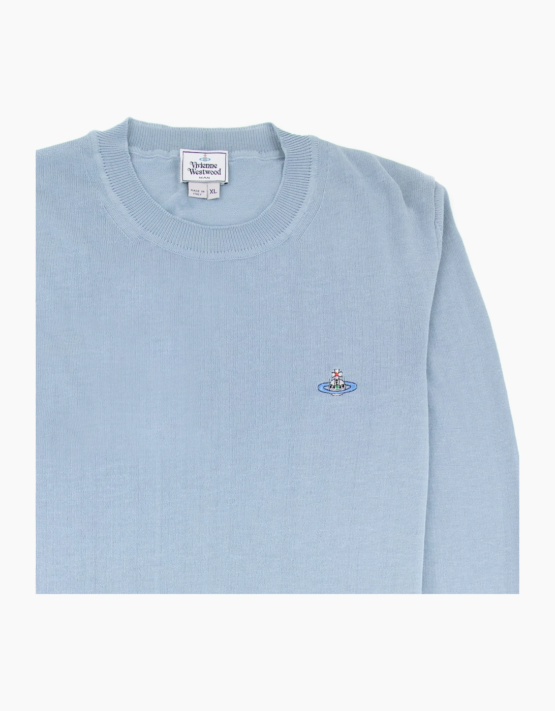 Vivienne Westwood Orb Logo Crewneck Knitted Sweatshirt Ice Blue