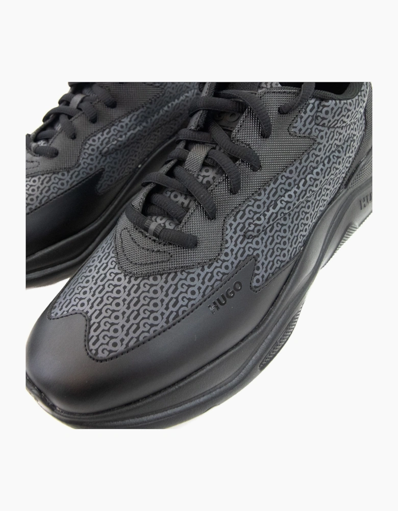 Hugo Leon Logo Mixed Material Runner Black 003