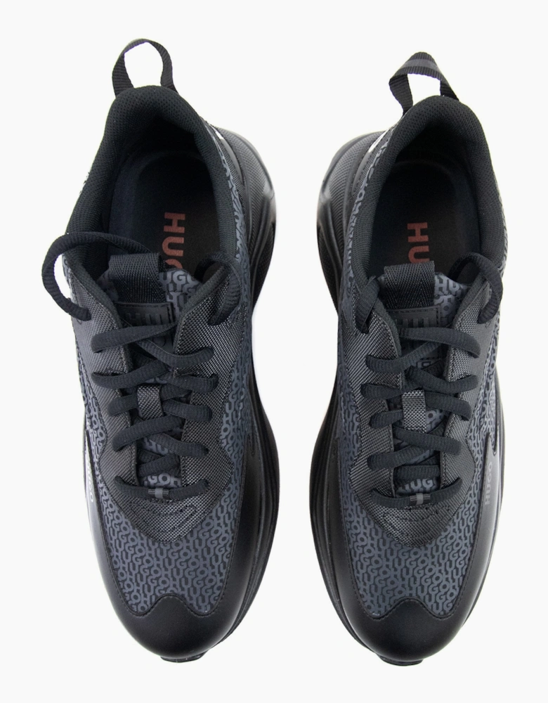 Hugo Leon Logo Mixed Material Runner Black 003