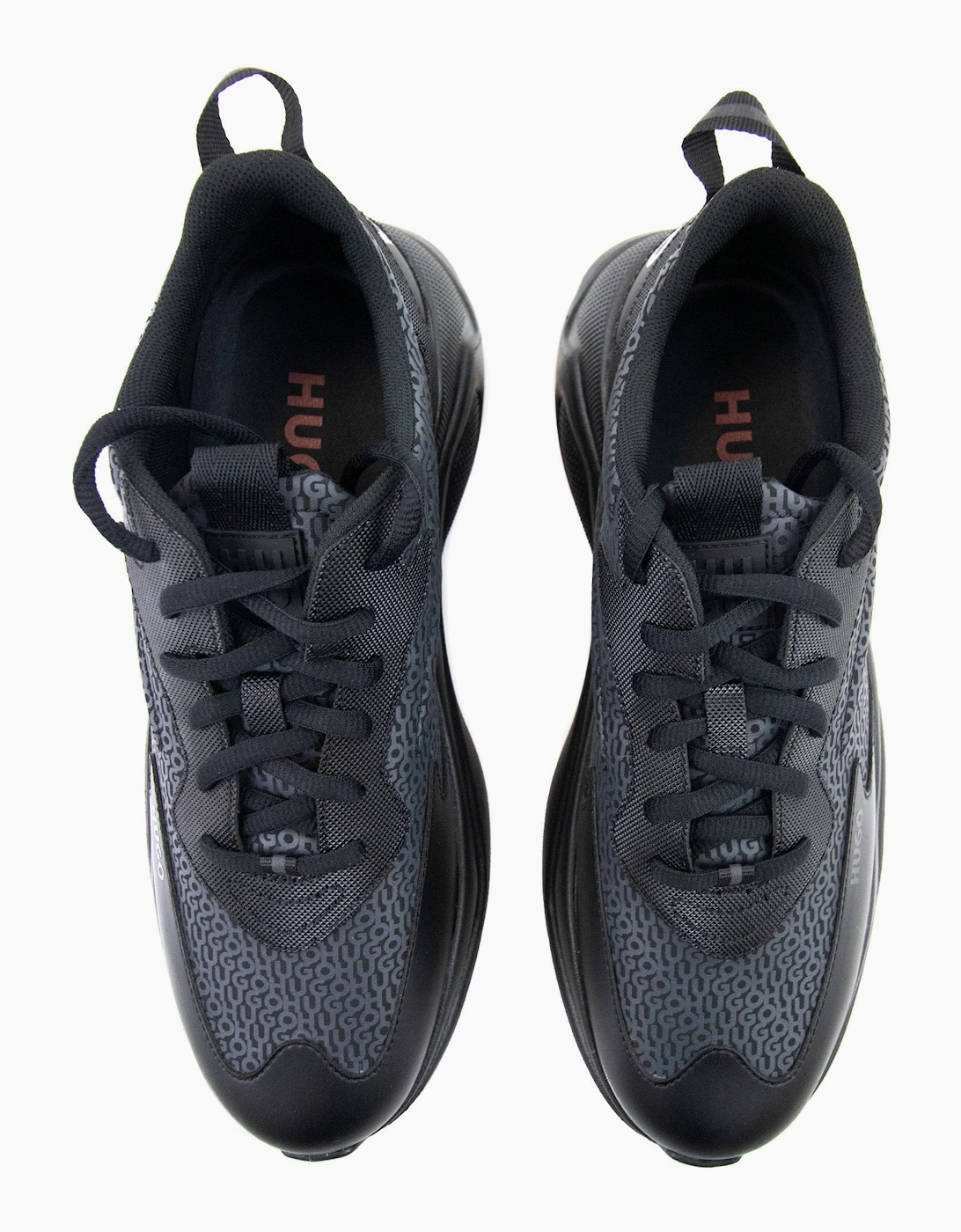 Hugo Leon Logo Mixed Material Runner Black 003