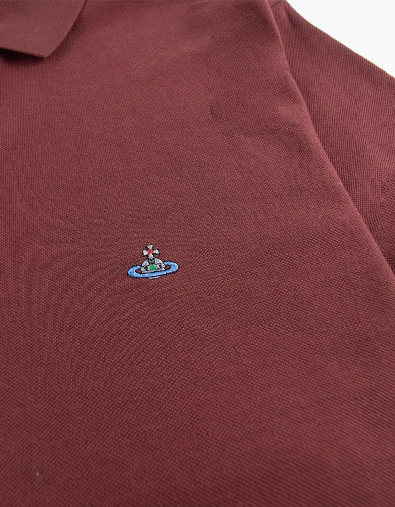Vivienne Westwood Piquet Overlock Polo Burgundy