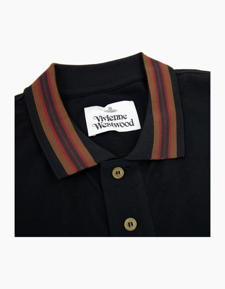 Vivienne Westwood Long Sleeve Classic Stripe Collar Polo Black