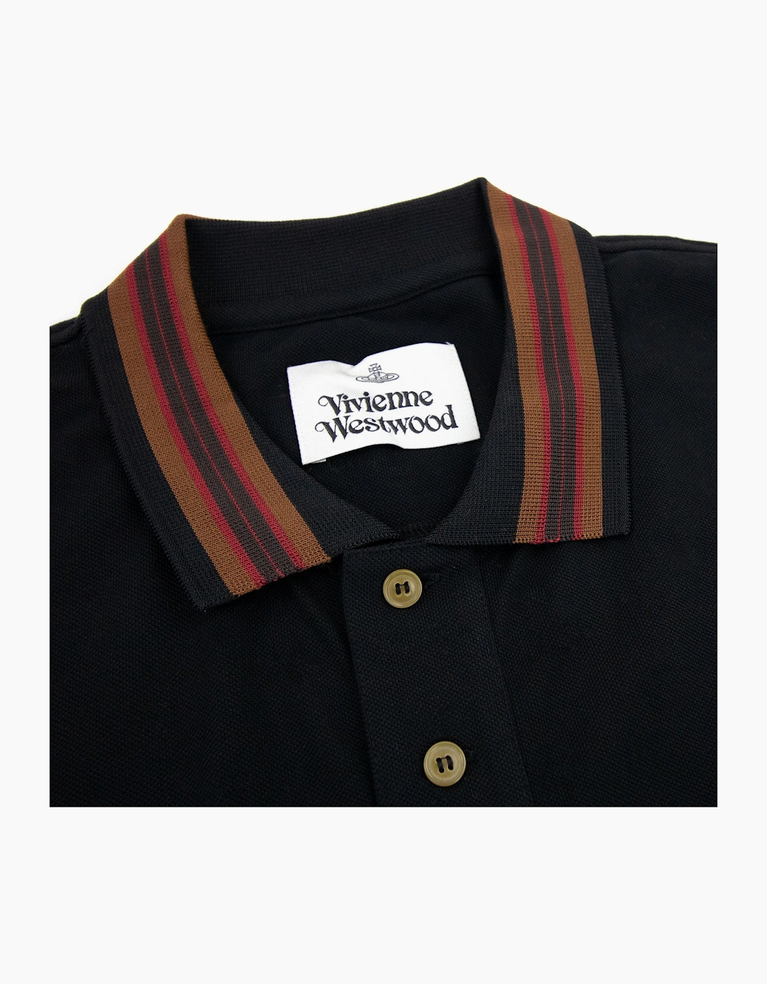 Vivienne Westwood Long Sleeve Classic Stripe Collar Polo Black