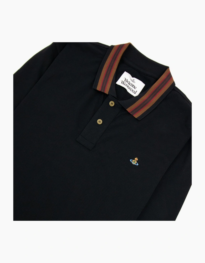 Vivienne Westwood Long Sleeve Classic Stripe Collar Polo Black