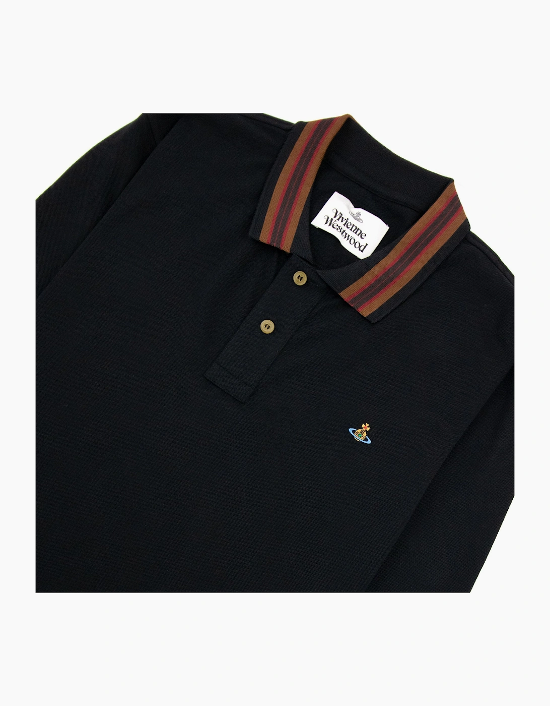 Vivienne Westwood Long Sleeve Classic Stripe Collar Polo Black