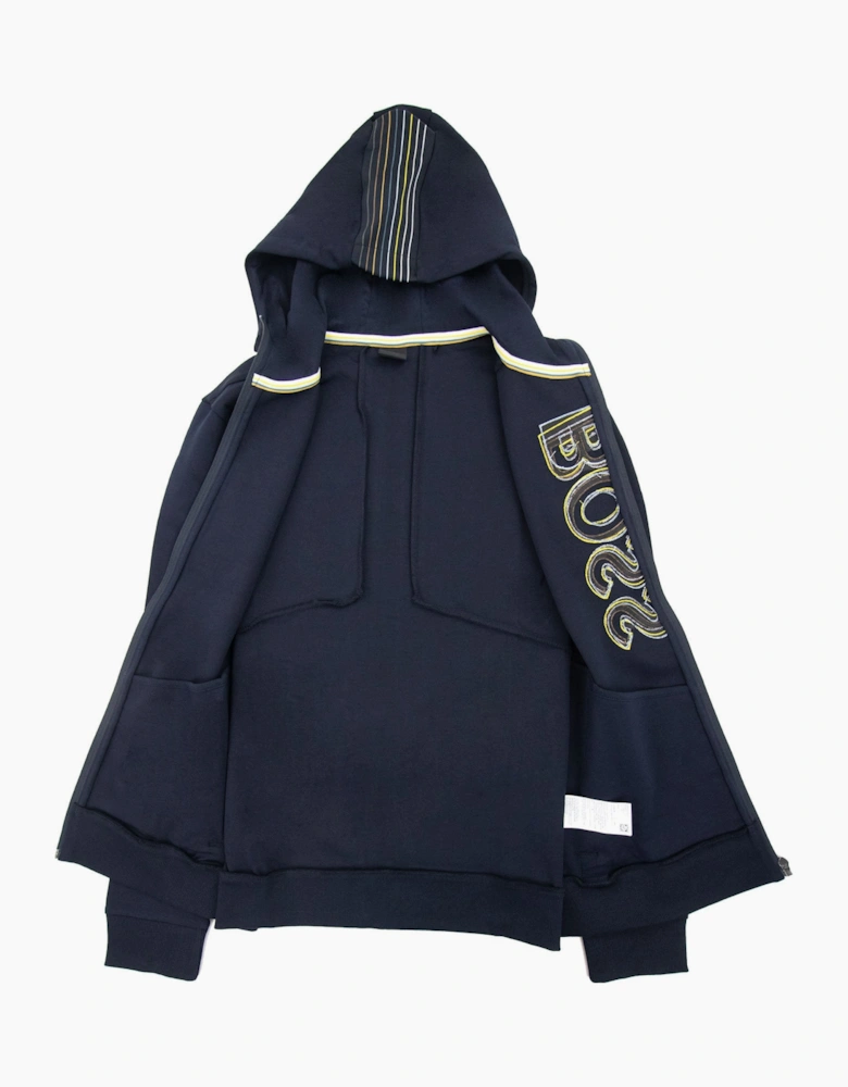 Hugo Boss Saggy 1 Multi Logo Zip Up Hoody Dark Navy 402