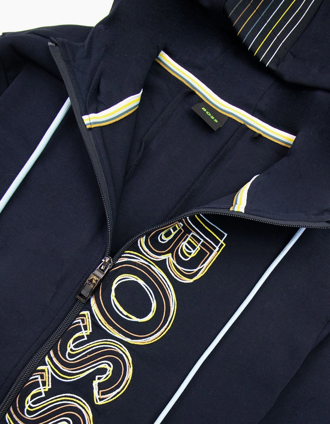 Hugo Boss Saggy 1 Multi Logo Zip Up Hoody Dark Navy 402