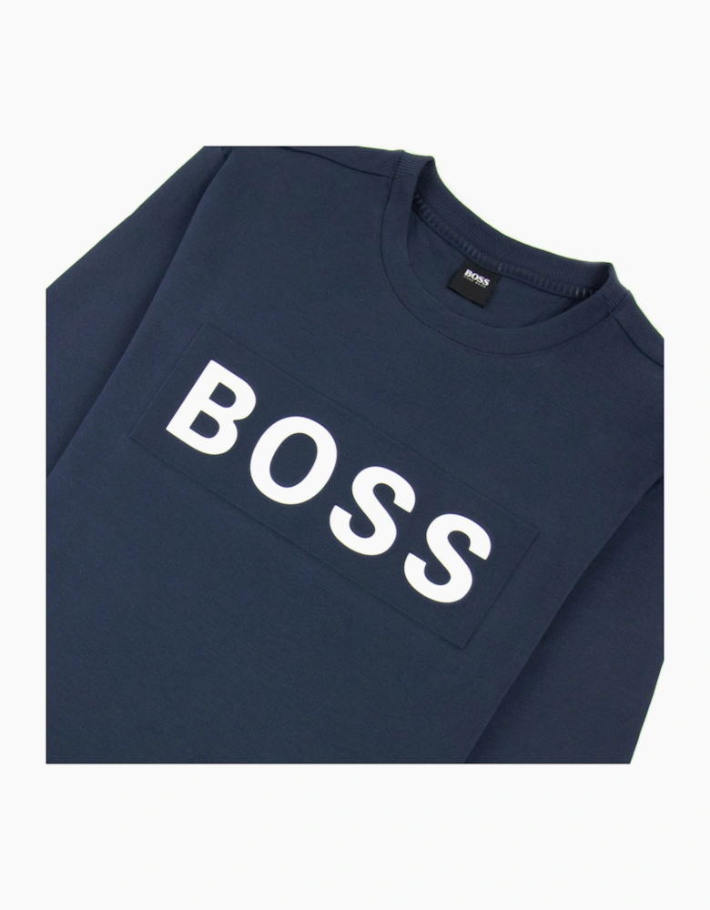 Hugo Boss Salbo 1 Printed Logo Sweatshirt Navy 410