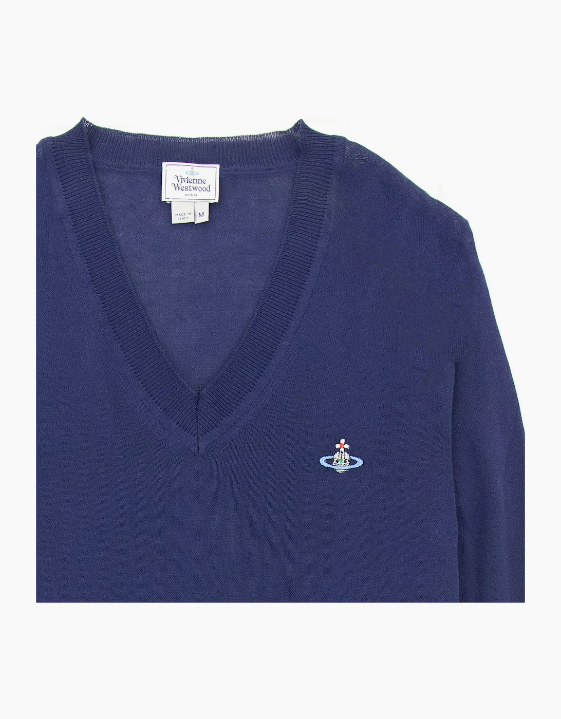 Vivienne Westwood V Neck Knitted Jumper Royal Blue