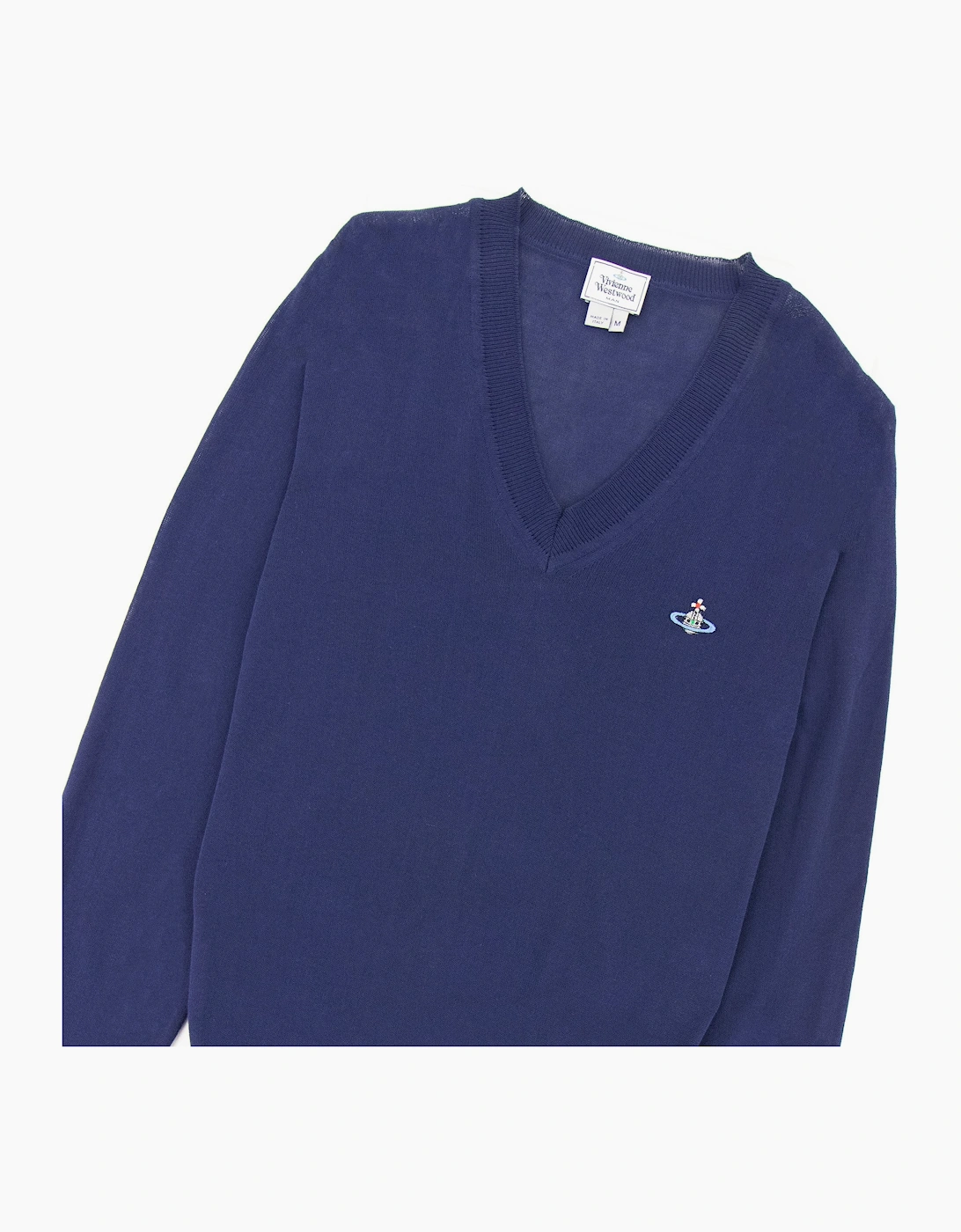 Vivienne Westwood V Neck Knitted Jumper Royal Blue