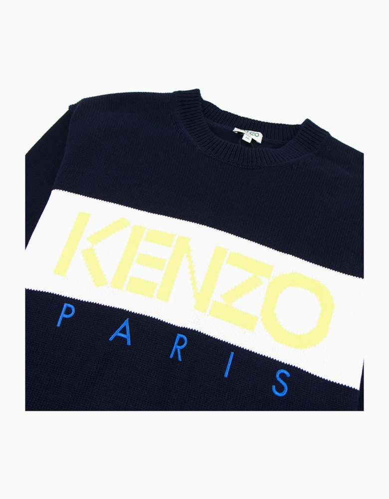 Kenzo Logo Crew Knit Sweatshirt Midnight Blue