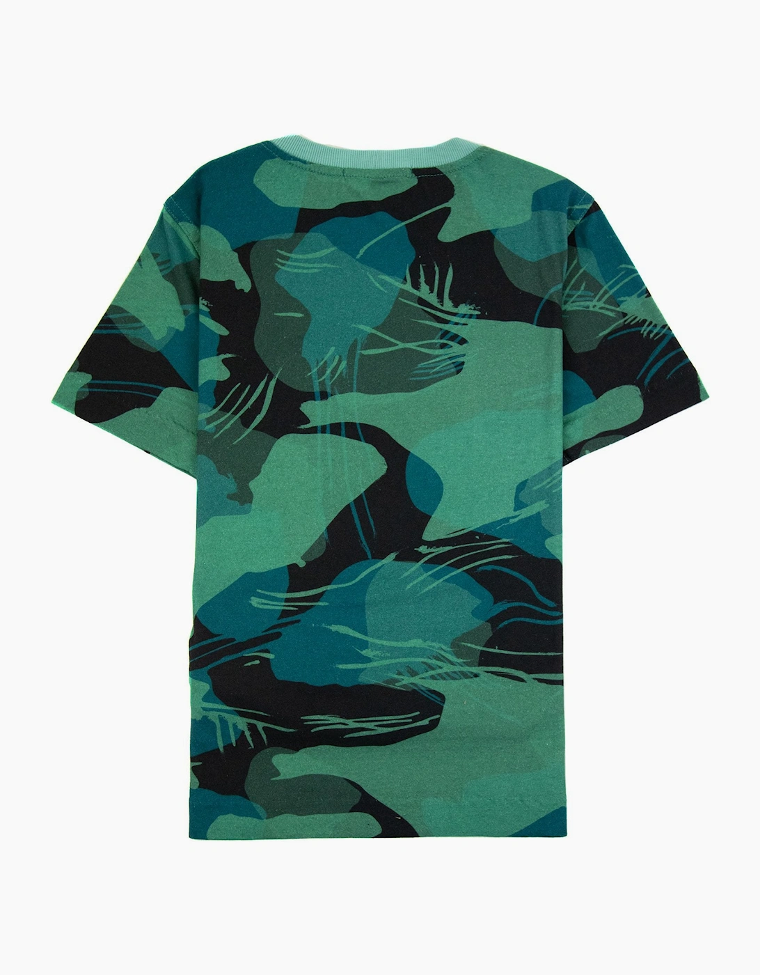 Stone Island Junior Jungle Camo Crewneck T Shirt Emerald Green V0056