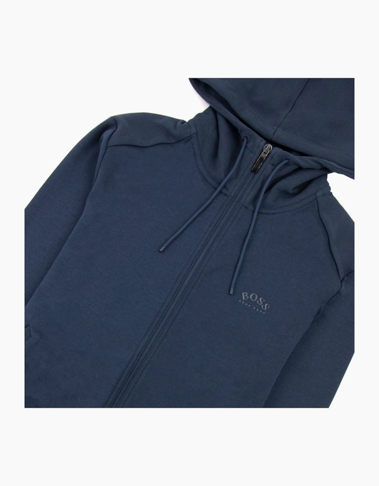 Hugo Boss Saggy Curved Logo Zip Up Sweatshirt Navy 410