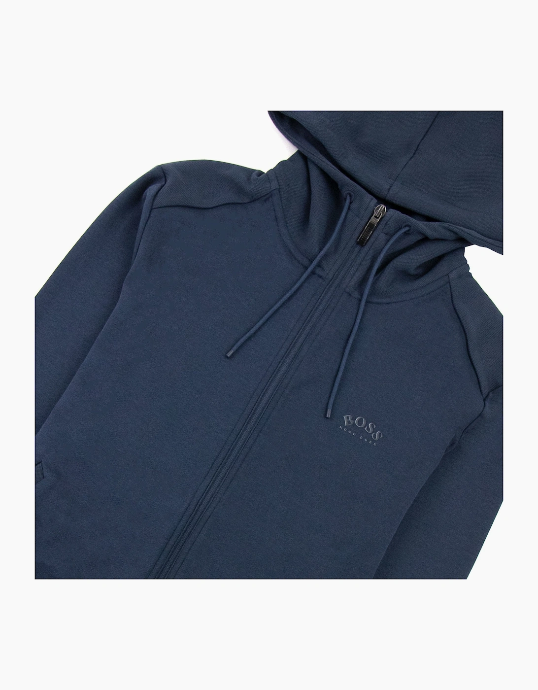 Hugo Boss Saggy Curved Logo Zip Up Sweatshirt Navy 410