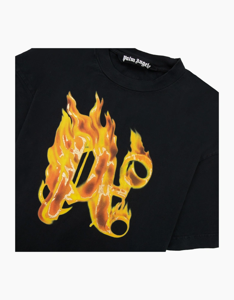 Palm Angels Burning Monogram T Shirt Black/gold