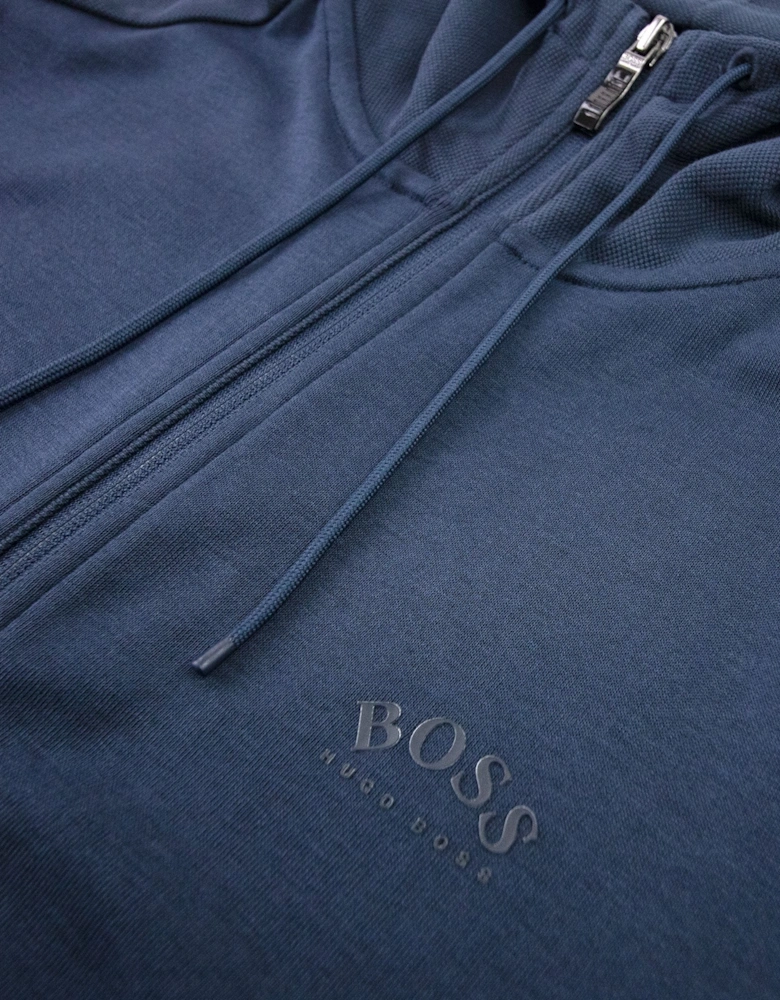 Hugo Boss Saggy Curved Logo Zip Up Sweatshirt Navy 410