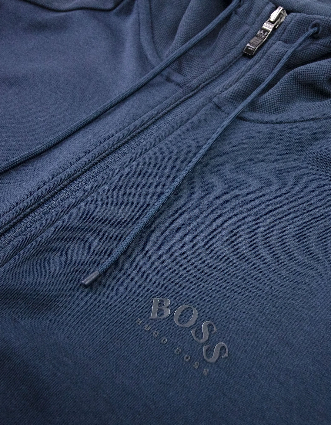 Hugo Boss Saggy Curved Logo Zip Up Sweatshirt Navy 410