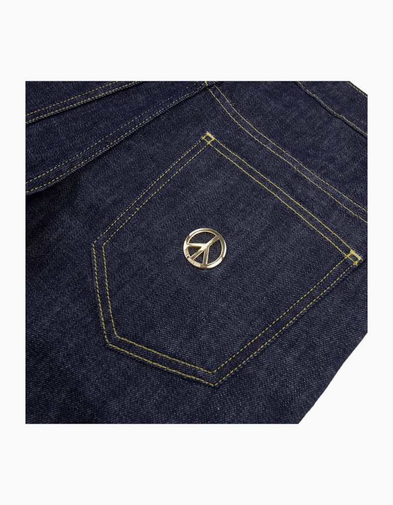 Love Moschino Metal Peace Logo Jeans Dark Blue
