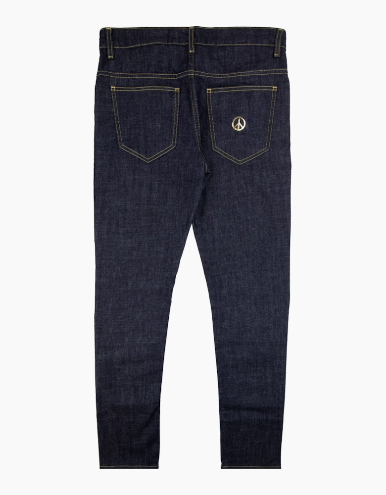 Love Moschino Metal Peace Logo Jeans Dark Blue
