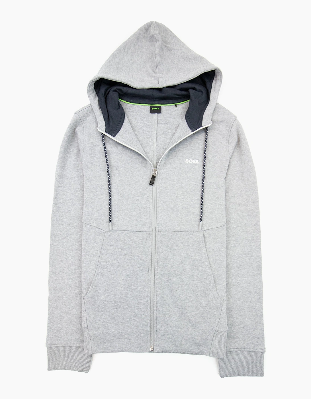 Hugo Boss Saggy Embroidered Contrast Logo Zip Up Sweatshirt Grey 059