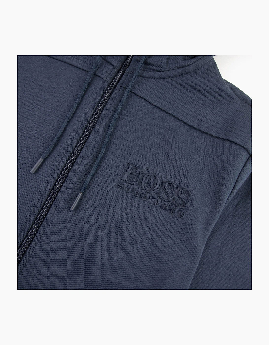 Hugo Boss Saggy Embossed Logo Hoodie Navy 410