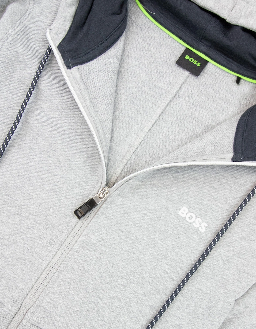 Hugo Boss Saggy Embroidered Contrast Logo Zip Up Sweatshirt Grey 059