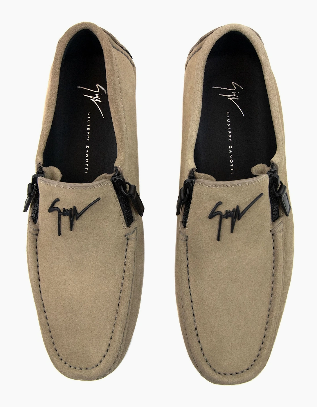 Giuseppe Zanotti Kent Signature Suede Loafers Camel