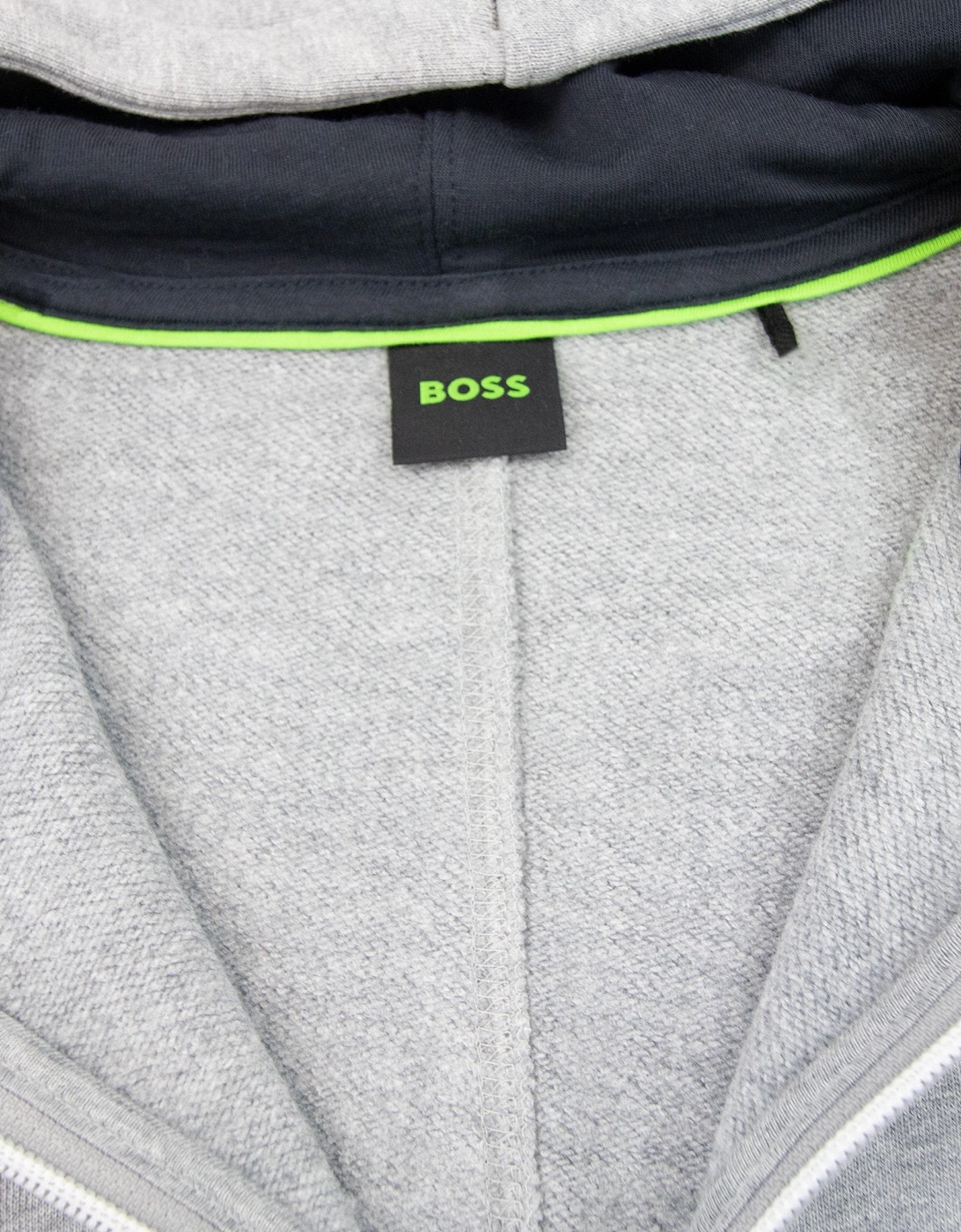 Hugo Boss Saggy Embroidered Contrast Logo Zip Up Sweatshirt Grey 059
