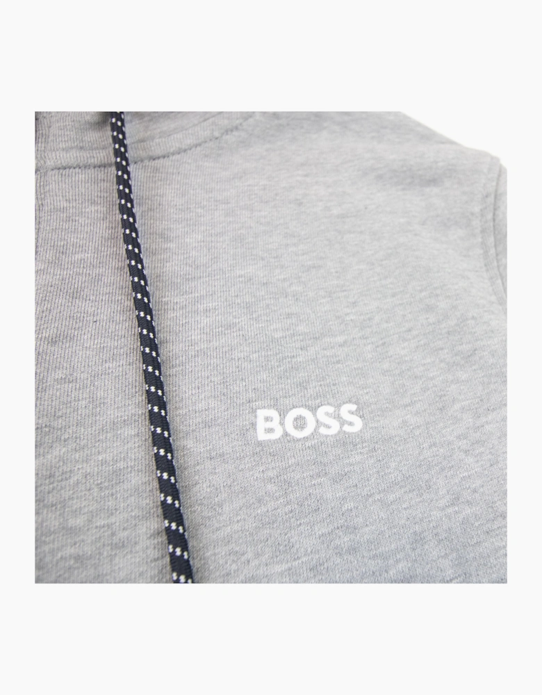Hugo Boss Saggy Embroidered Contrast Logo Zip Up Sweatshirt Grey 059