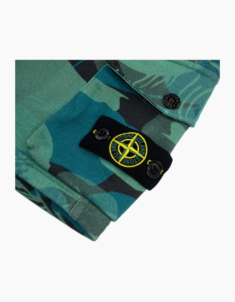 Stone Island Junior 62420 Jungle Camo Cargo Sweat Shorts Emerald Green V0056