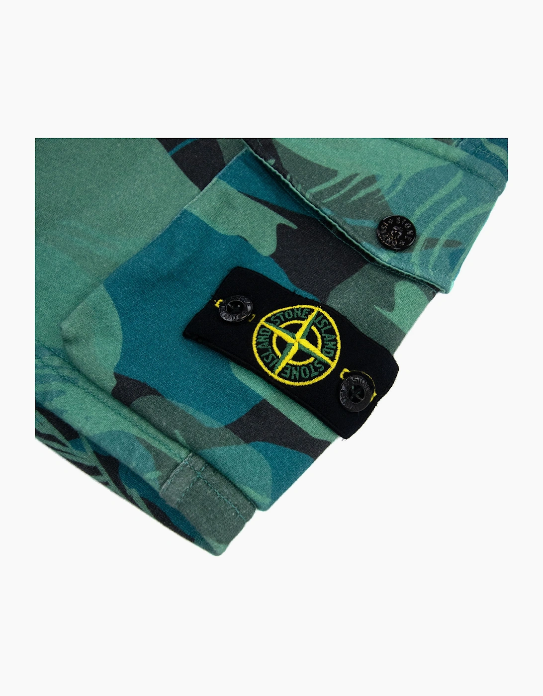 Stone Island Junior 62420 Jungle Camo Cargo Sweat Shorts Emerald Green V0056