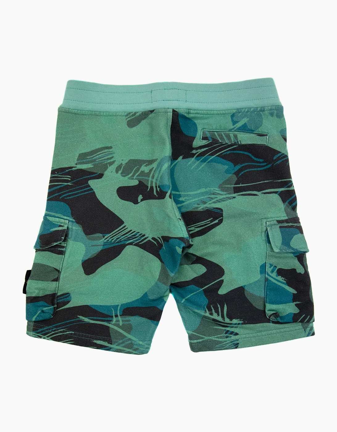 Stone Island Junior 62420 Jungle Camo Cargo Sweat Shorts Emerald Green V0056