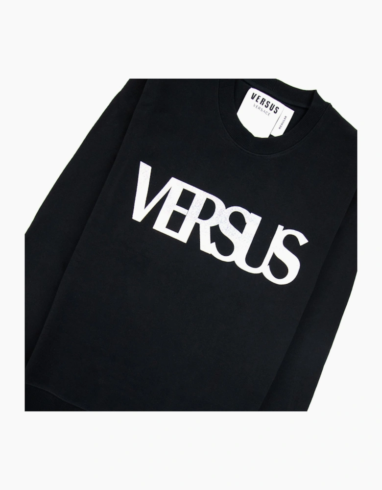 Versace Versus Logo Printed Crew Neck Sweatshirt Black
