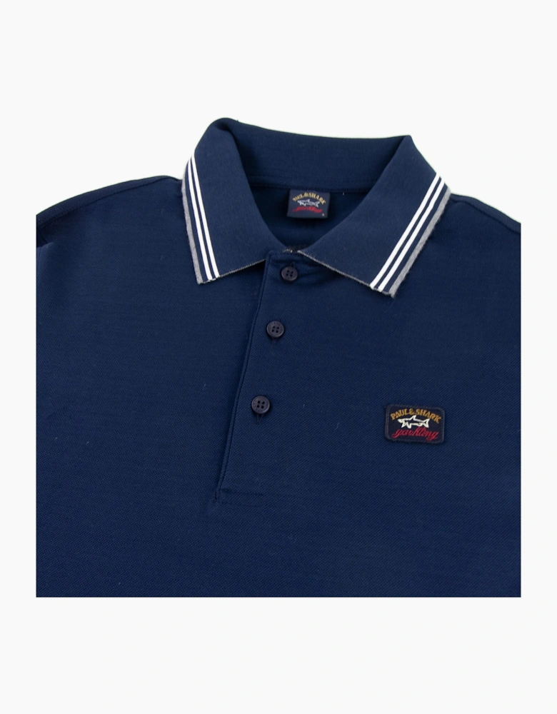 Paul And Shark Tipped Longsleeve Polo Shirt Navy