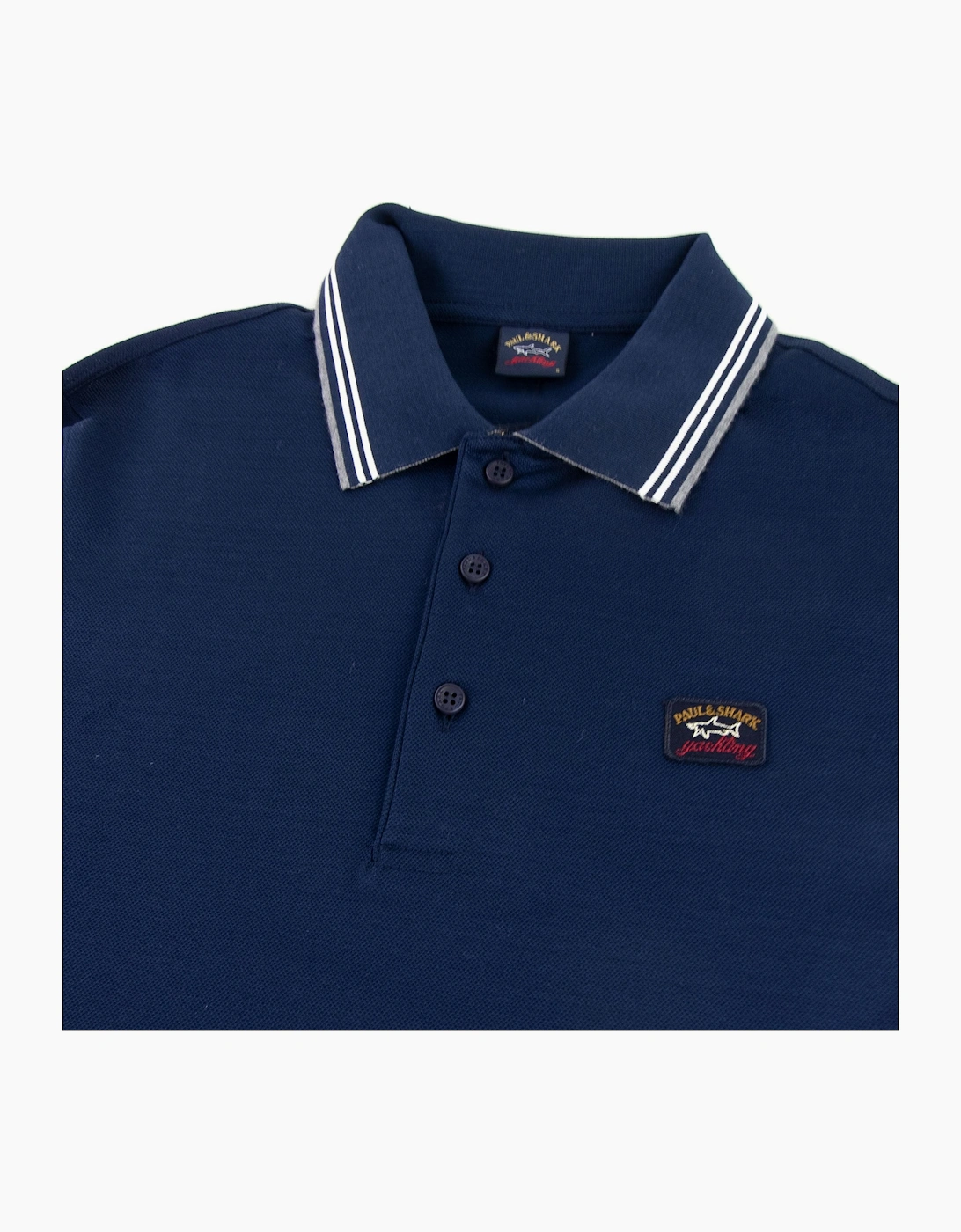 Paul And Shark Tipped Longsleeve Polo Shirt Navy