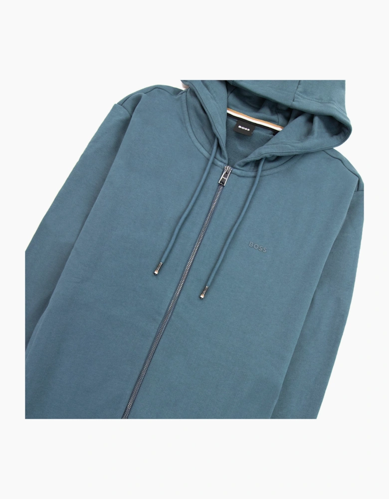 Hugo Boss Seeger 92 Zip Hoodie Rubber Logo Turquoise 445