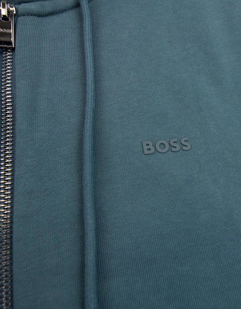 Hugo Boss Seeger 92 Zip Hoodie Rubber Logo Turquoise 445
