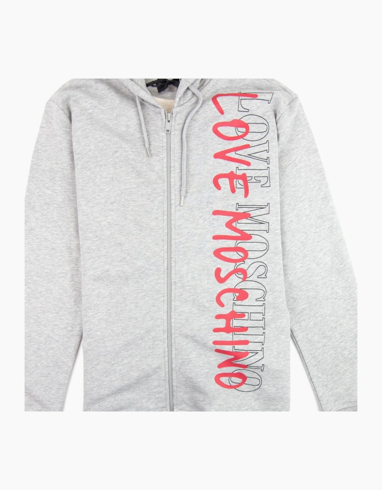 Love Moschino Overlap Script Logo Zip Up Hoodie Grey
