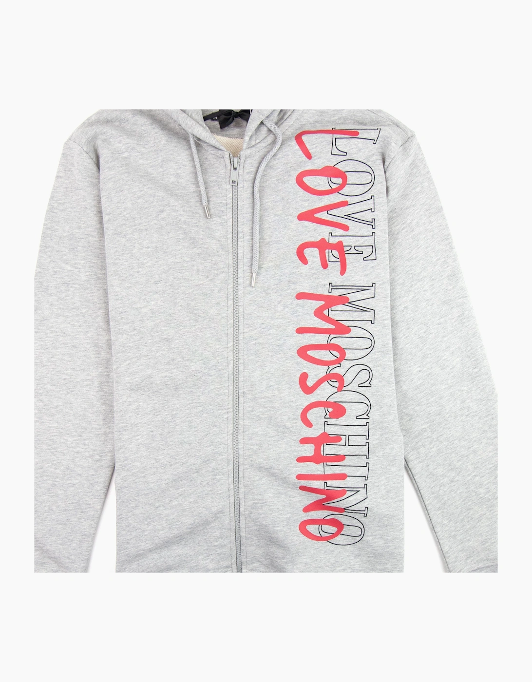 Love Moschino Overlap Script Logo Zip Up Hoodie Grey