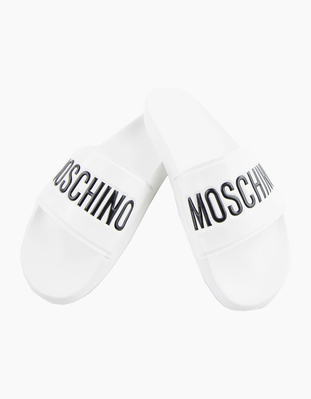 Moschino Couture Pool Slides With Logo White