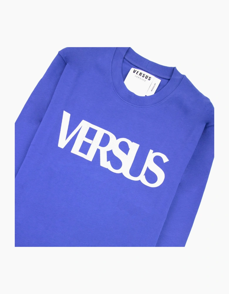 Versace Versus Logo Printed Crew Neck Sweatshirt Royal Blue