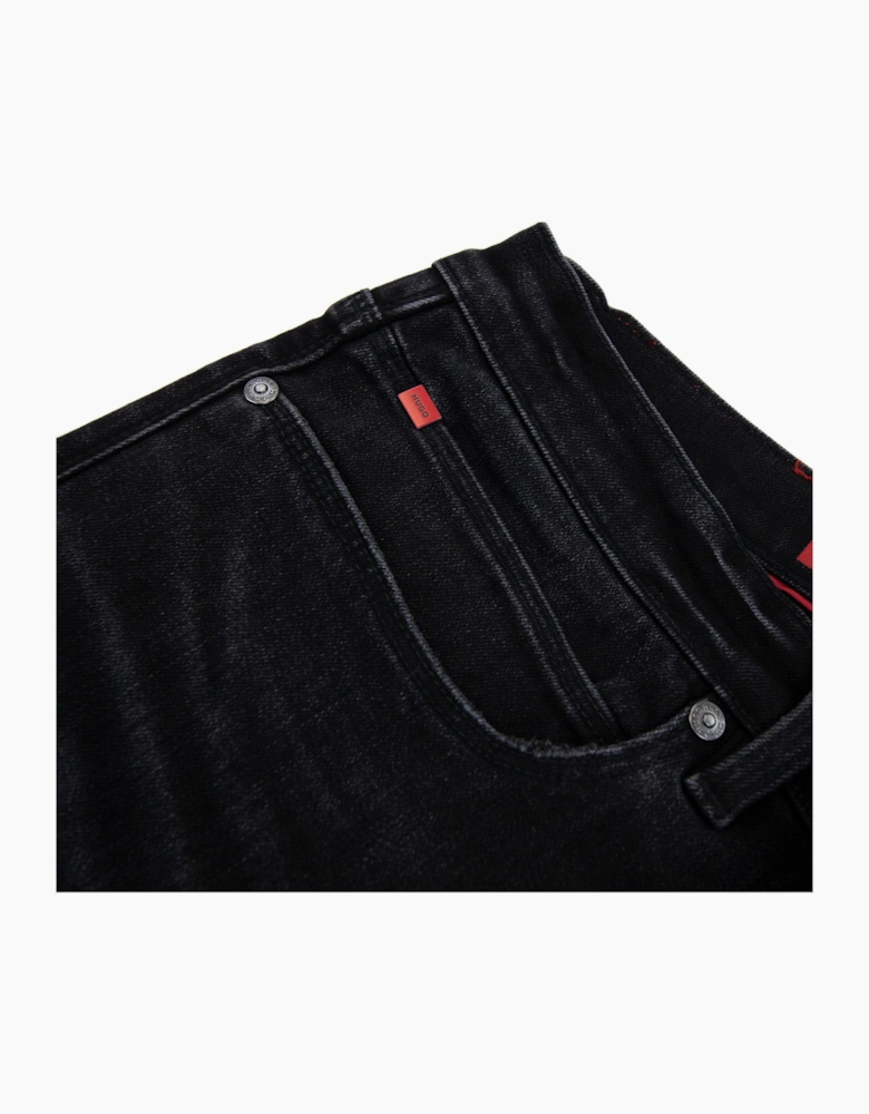 Hugo Slim-fit Jeans In Black Comfort-stretch Denim Dark Grey
