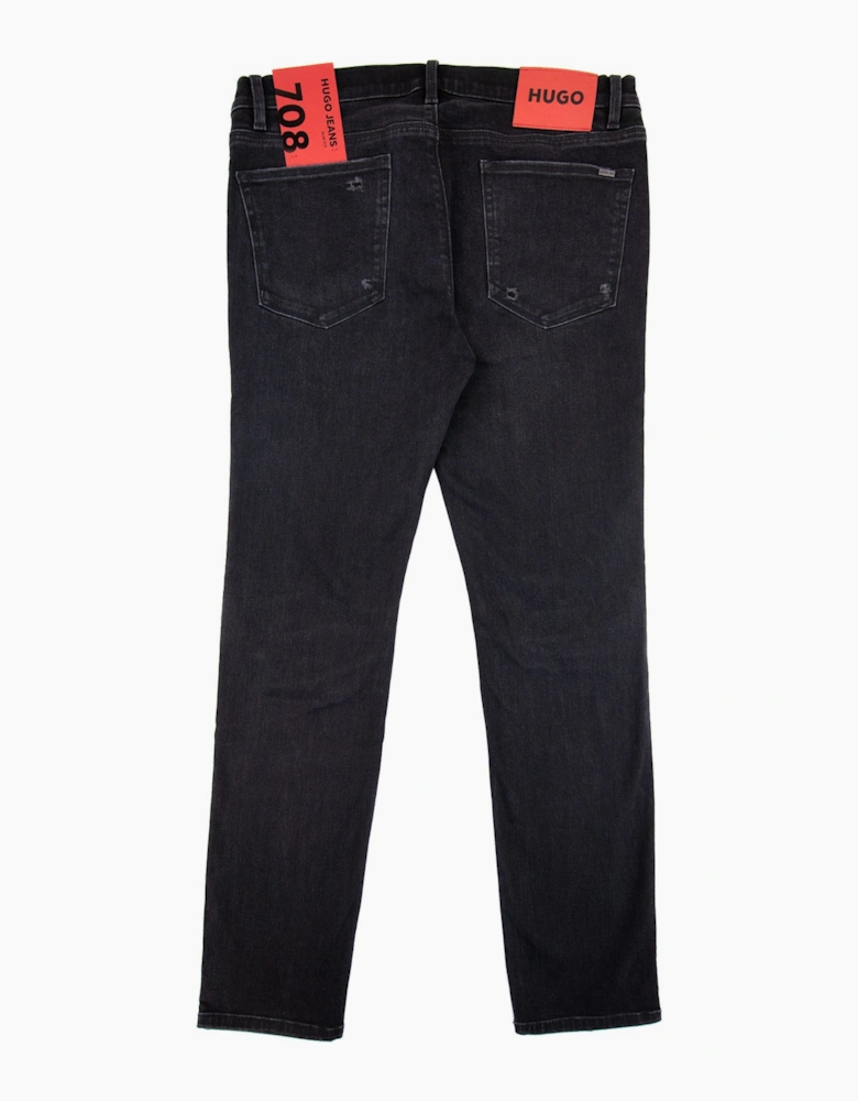 Hugo Slim-fit Jeans In Black Comfort-stretch Denim Dark Grey