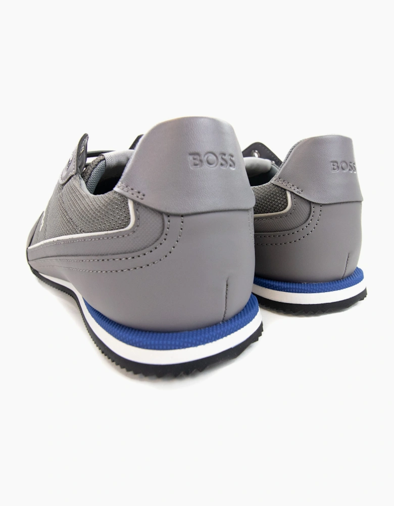 Hugo Boss Rusham Faux Leather And Mesh Trainers Medium Grey