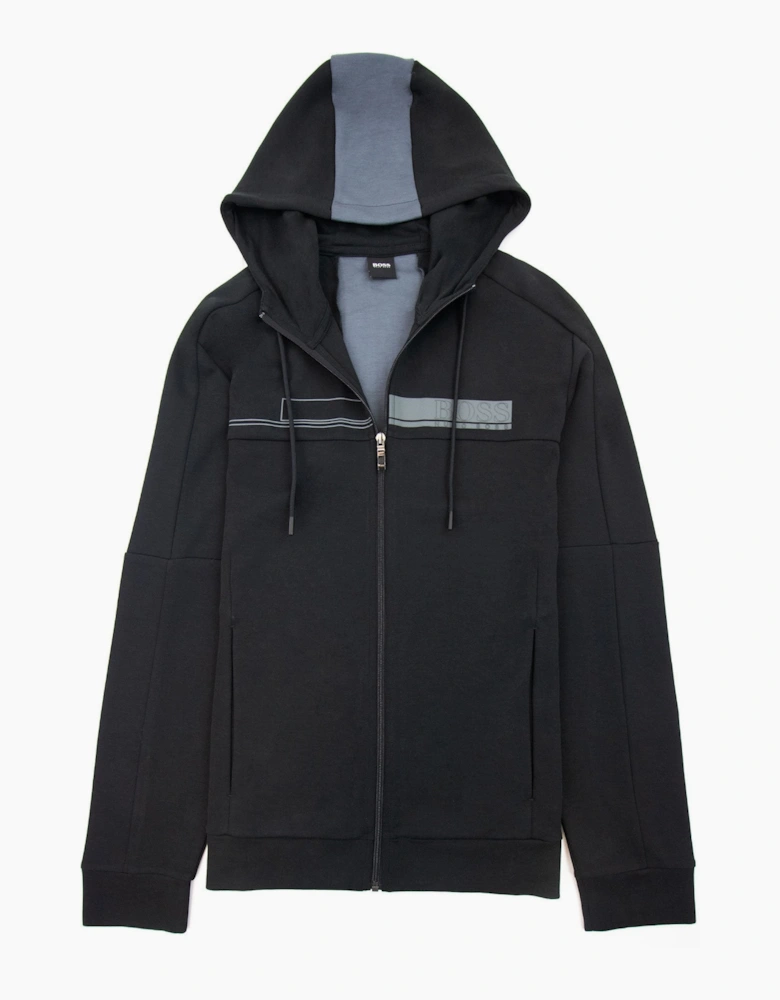 Hugo Boss Saggy 1 Block Logo Zip Up Hoody Black 001