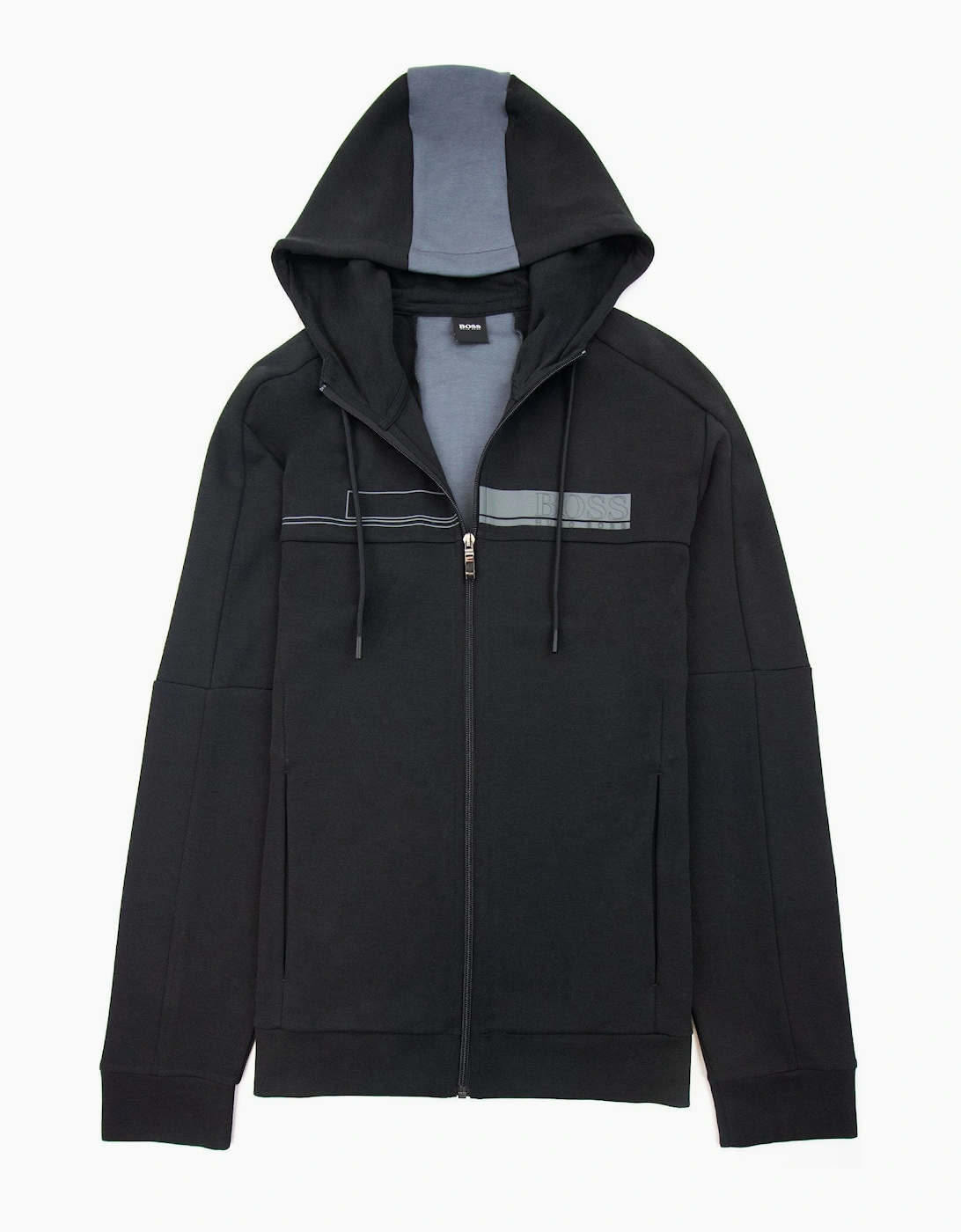 Hugo Boss Saggy 1 Block Logo Zip Up Hoody Black 001
