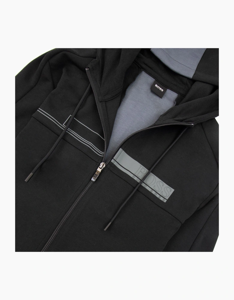Hugo Boss Saggy 1 Block Logo Zip Up Hoody Black 001